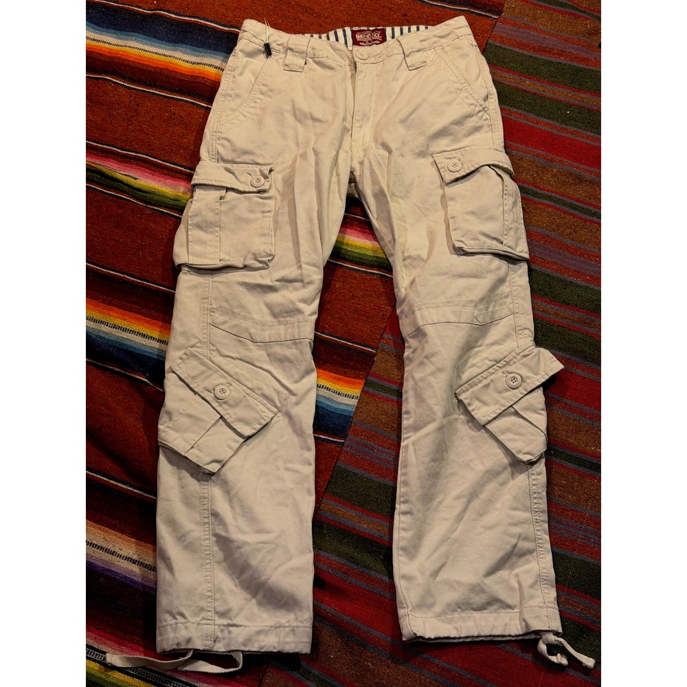 Matchstick Utility Military Cargo Pants Mens Size 30 Beige Drawstring Combat